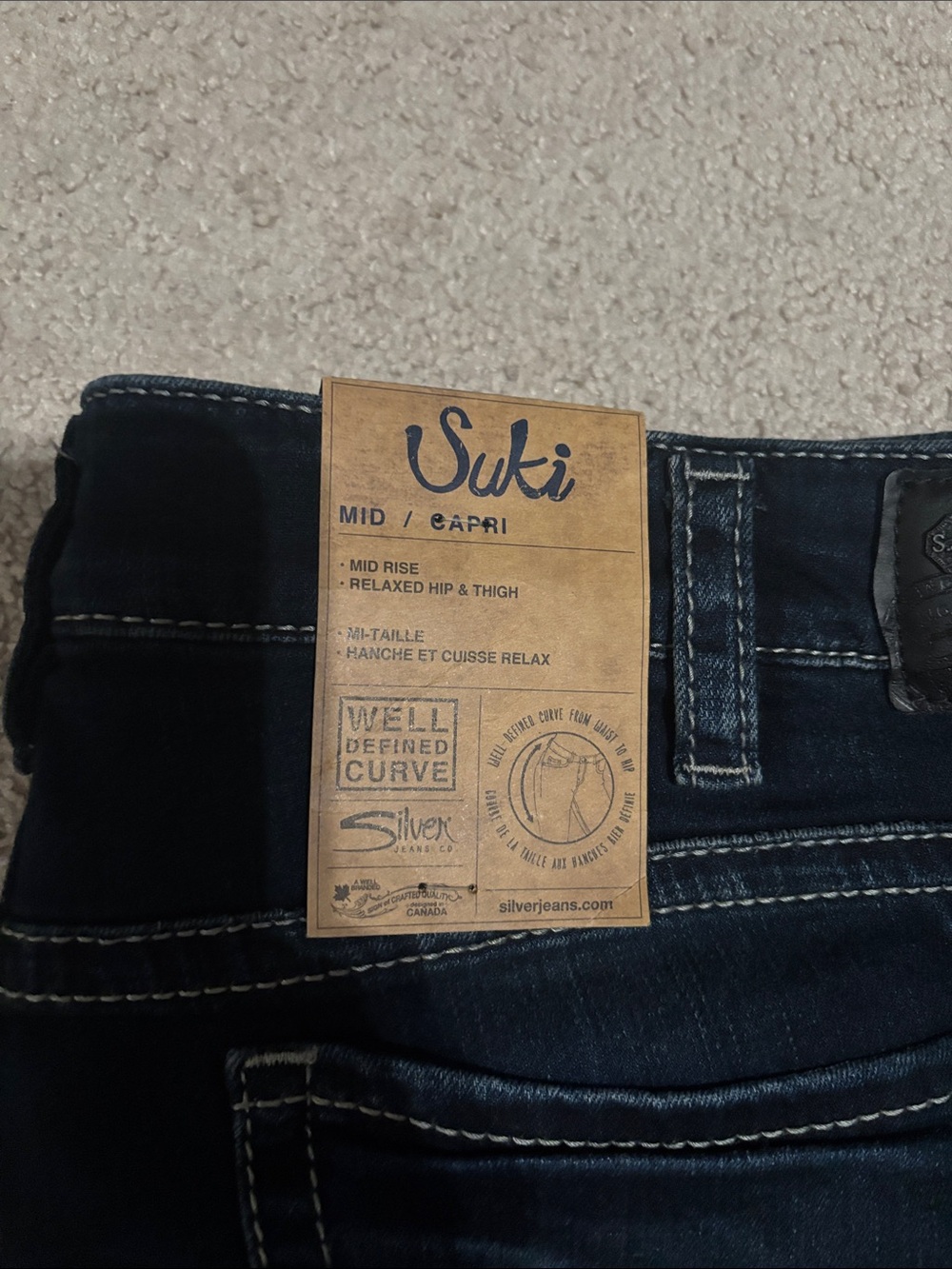 Silver Jeans Dark Wash Cropped Capri - Classic Indigo - Picture 2 of 3